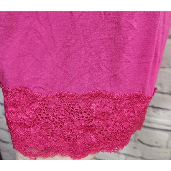 Pink Fuchsia Lace Detail Adjustable Spaghetti Strap Tank Top 22 24 Lightweight - Picture 3 of 5